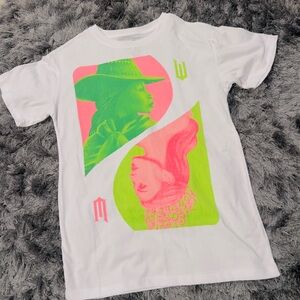 Graphic White Tee with Neon Accents